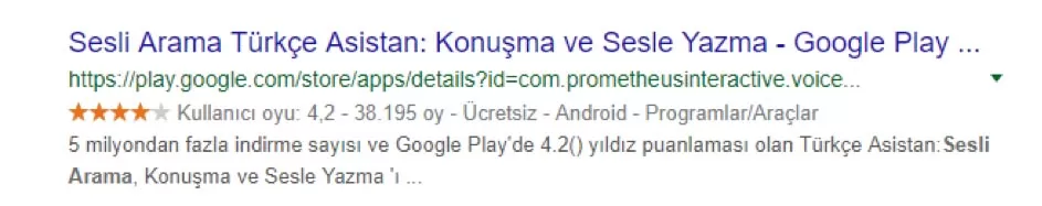google playden goruntulenen rich snippet ornegi