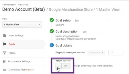 google analytics hedef degeri