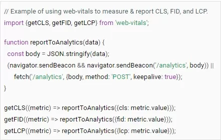 javascriptte core web vitals degerlerini olcme