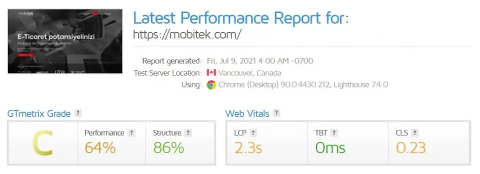 mobitek gtmetrix